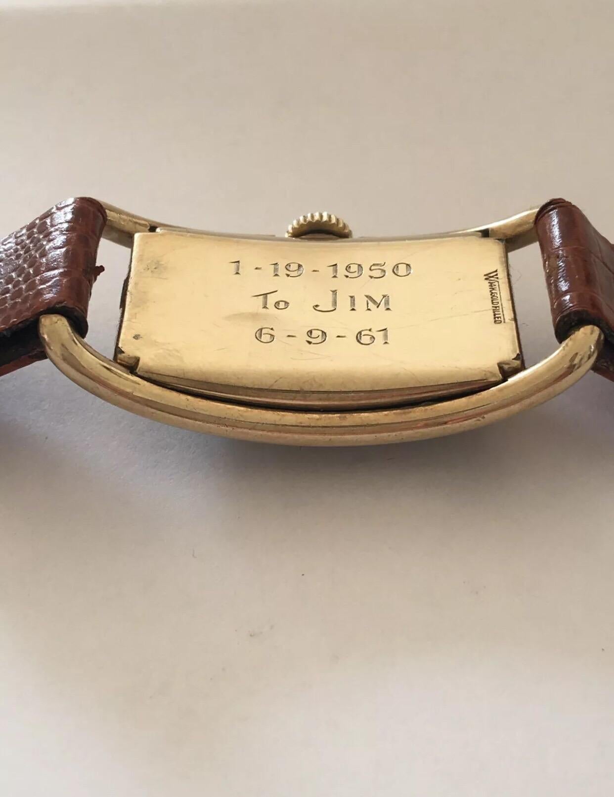 Women's or Men's Hand-Winding 14 Karat Gold Filled 1950s Vintage Hamilton Wristwatch For Sale