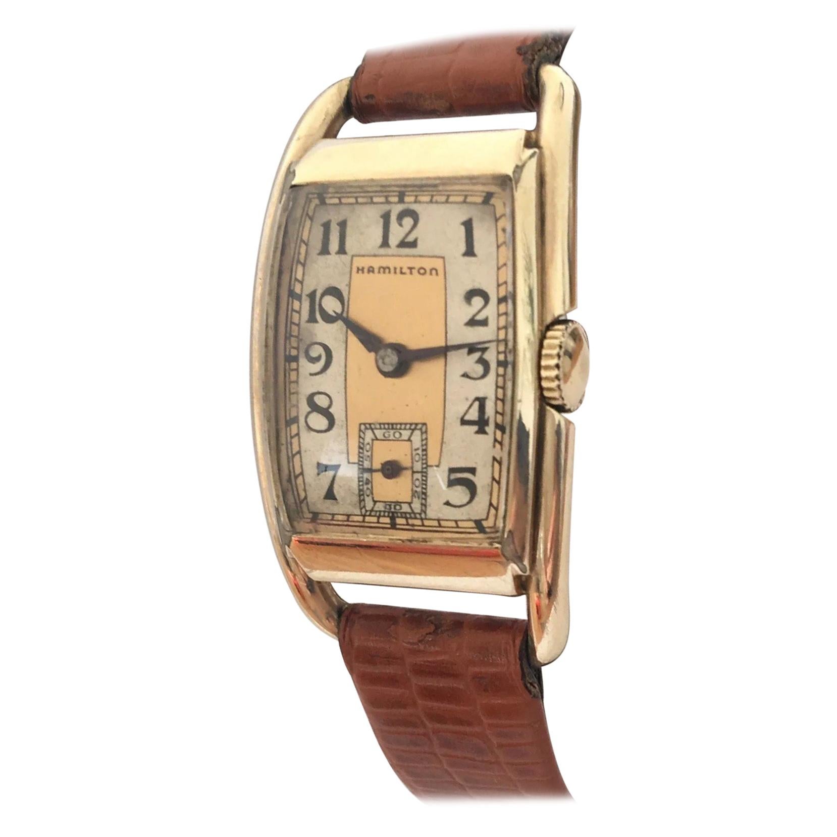 Hand-Winding 14 Karat Gold Filled 1950s Vintage Hamilton Wristwatch