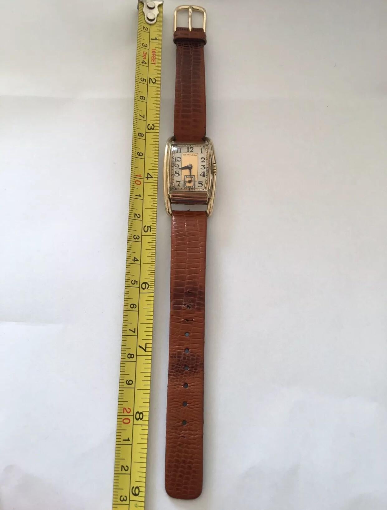 Hand-Winding 14 Karat Gold Filled 1950s Vintage Hamilton Wristwatch In Fair Condition In Carlisle, GB
