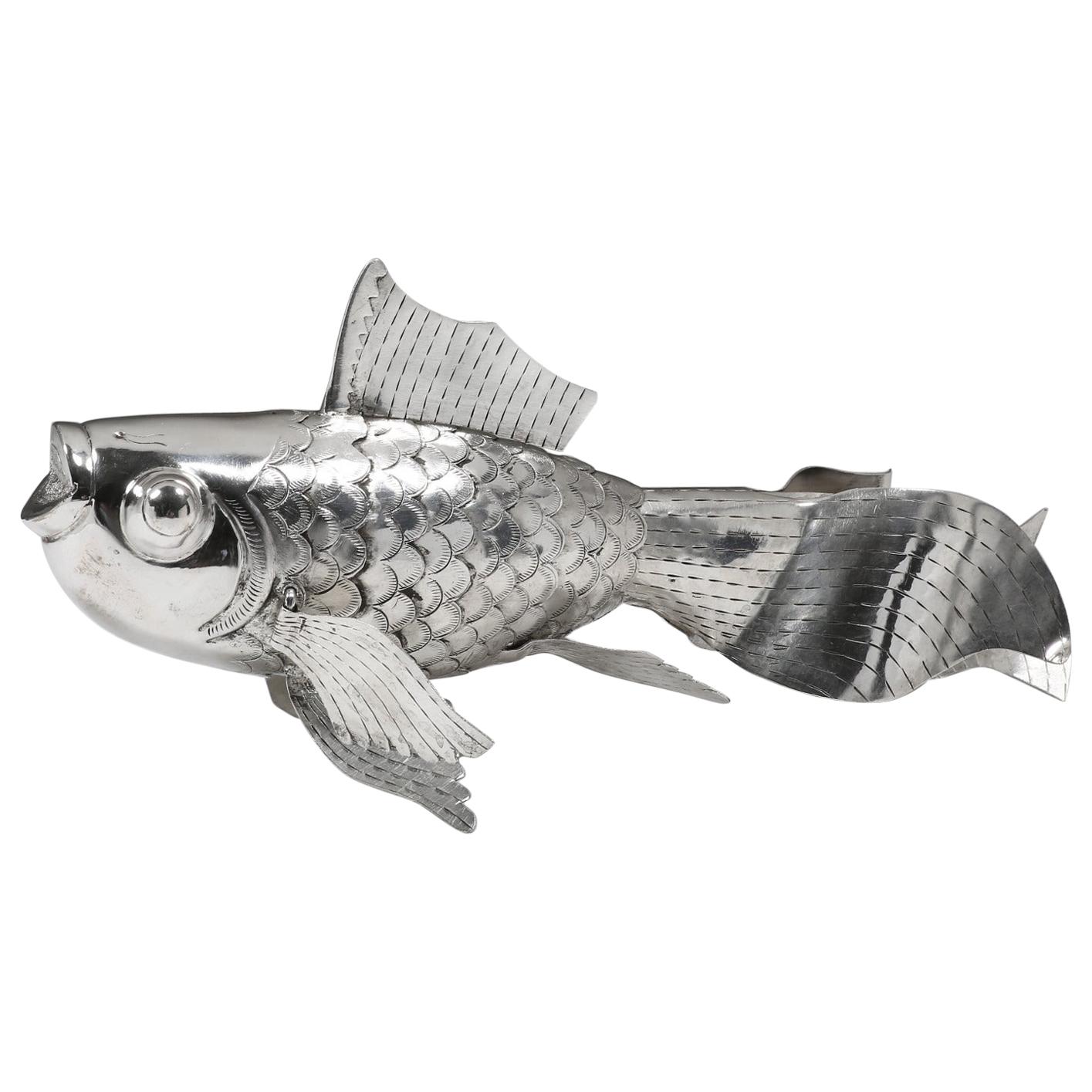 Hand-Worked Contemporary Solid Silver Goldfish
