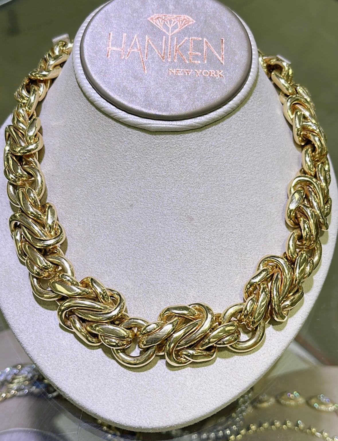 Hand Woven 227GR 18K Yellow Gold Statement Necklace For Sale 1