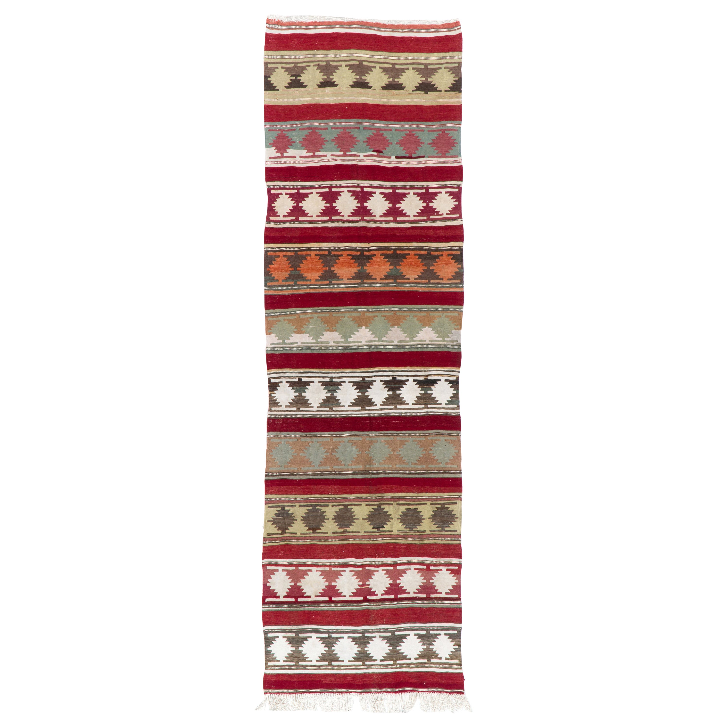 Rug & Kilim, tappeto da corridoio vintage geometrico, intrecciato a mano, 3,4x10,8 piedi.