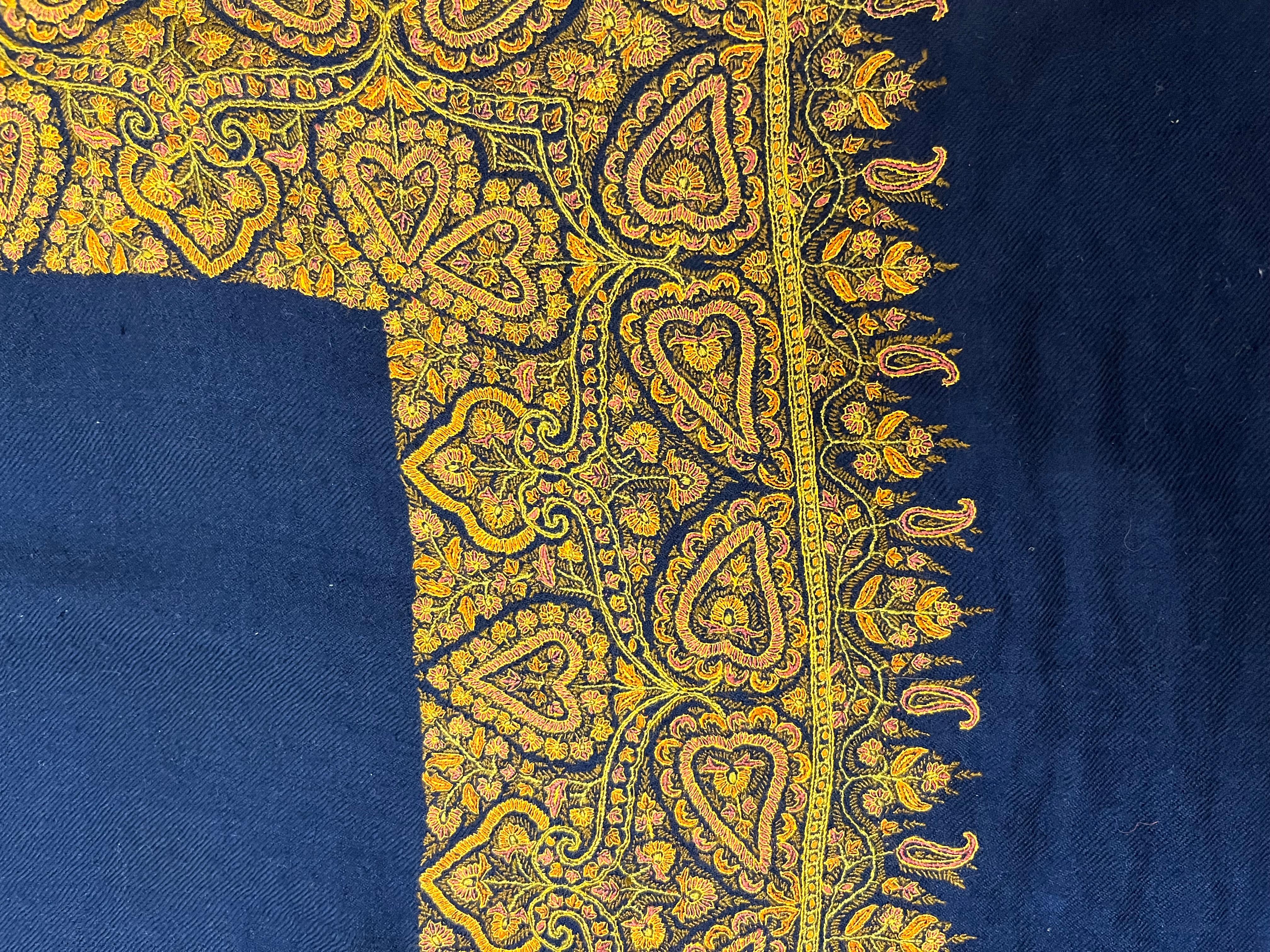 Women's Hand Woven and Embroidered Cashmere Made in Kashmir and Signed Stole