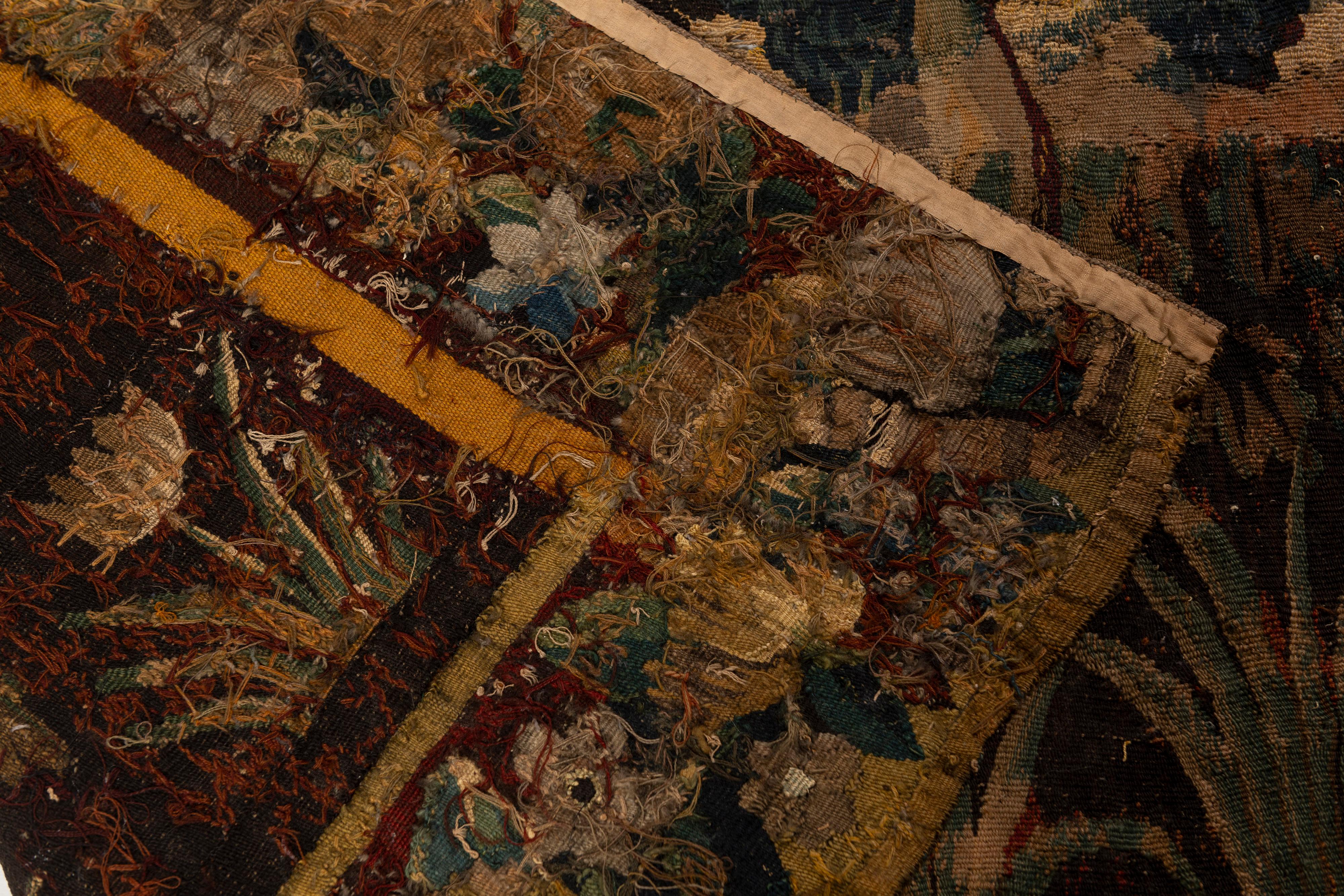 Hand-Woven Antique 17th Century Aubusson Verdure Tapestry, France 3
