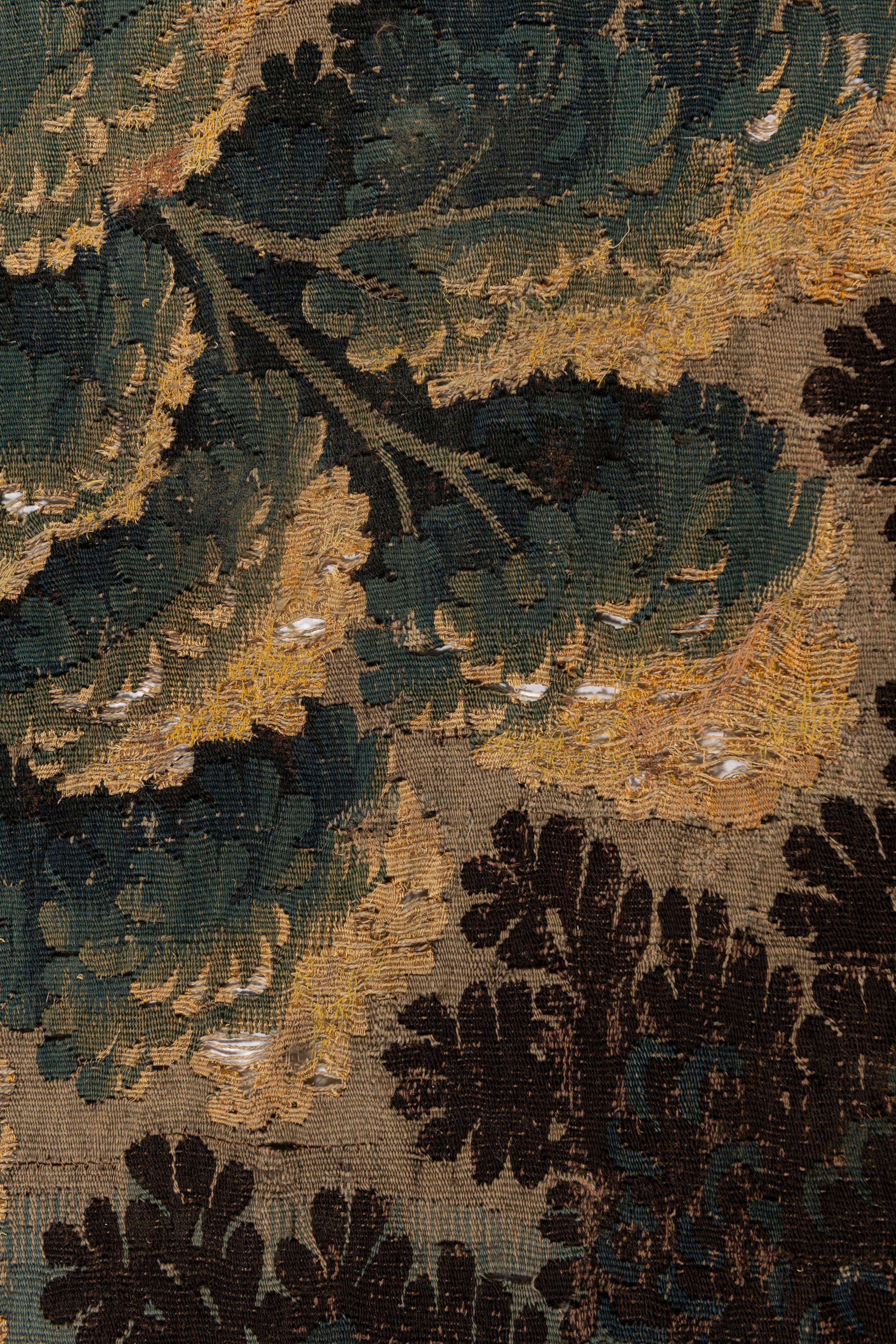 Wool Hand-Woven Antique 17th Century Aubusson Verdure Tapestry, France