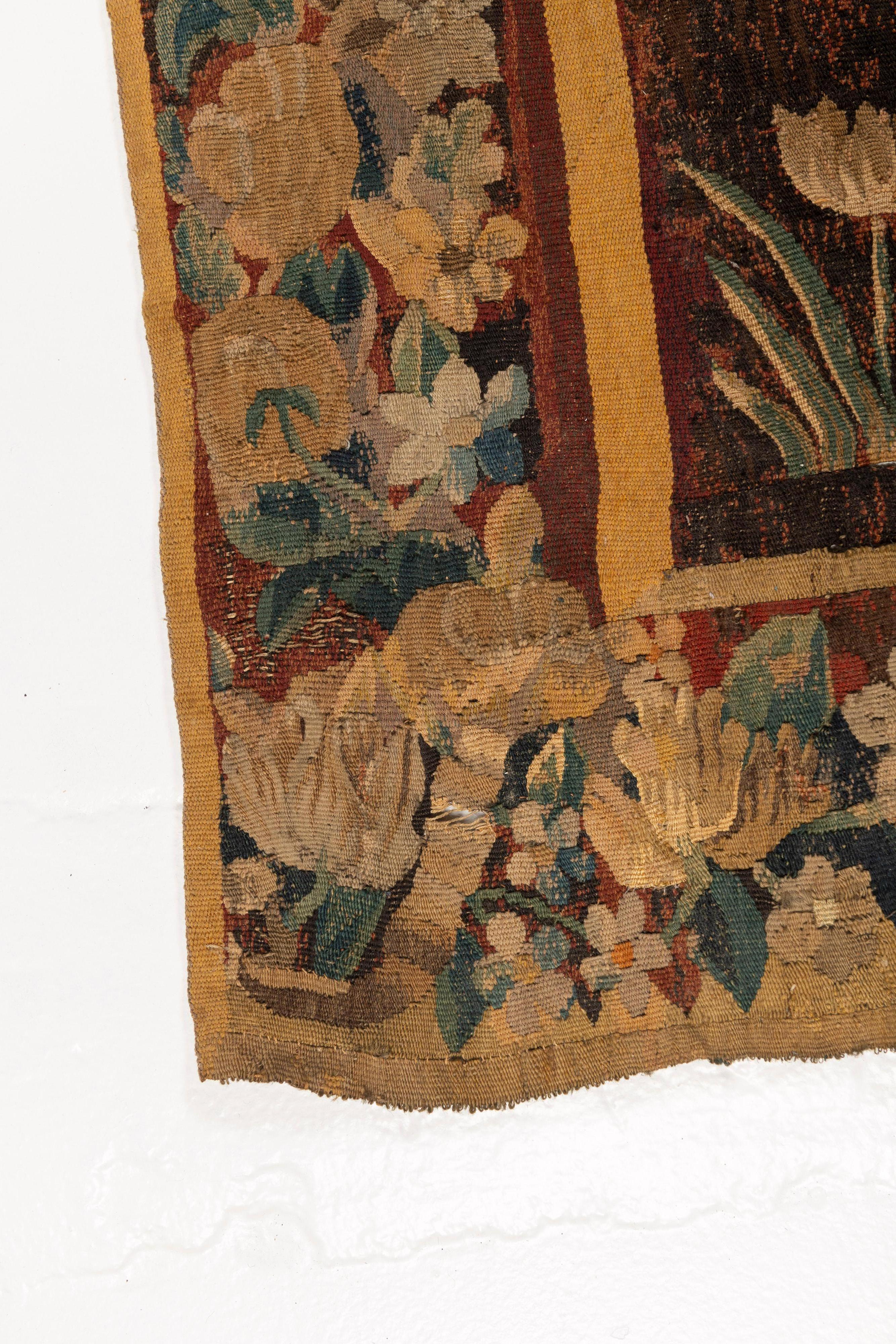 Hand-Woven Antique 17th Century Aubusson Verdure Tapestry, France 2