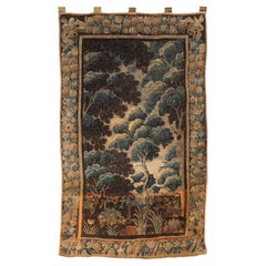 Hand-Woven Antique 17th Century Aubusson Verdure Tapestry, France