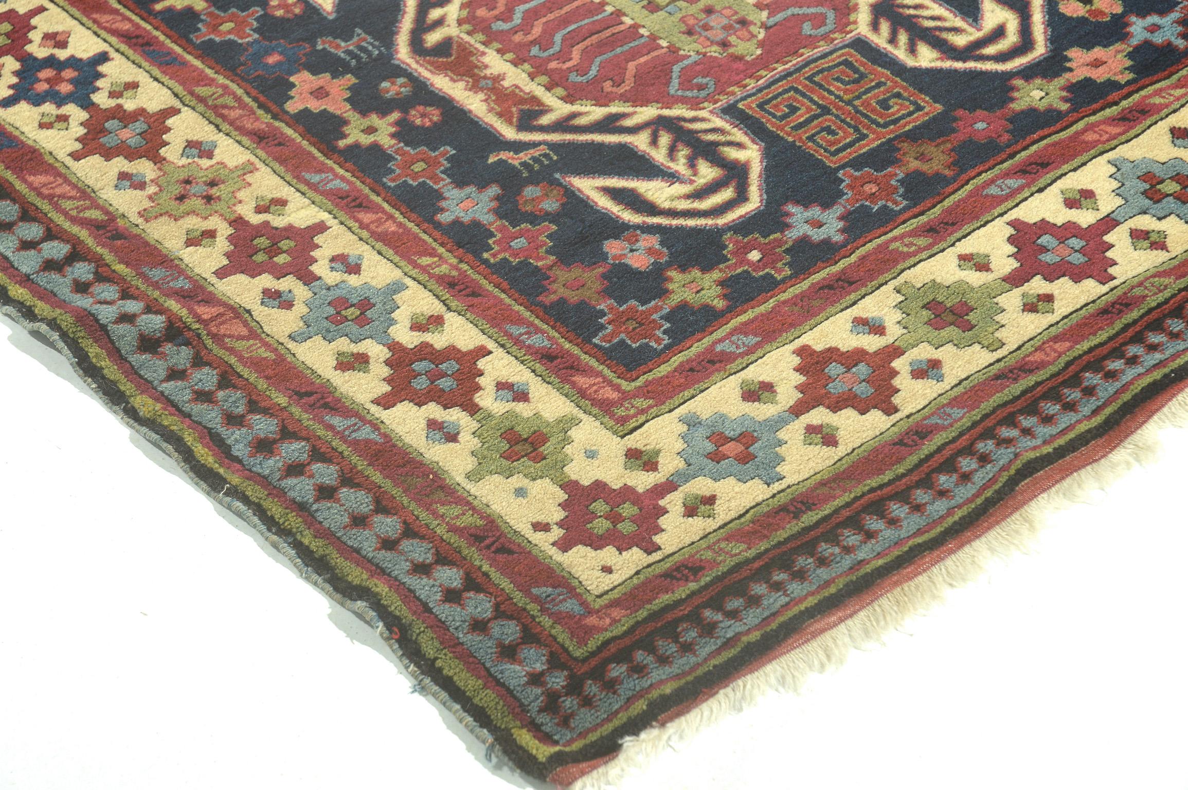 Hand-Knotted Antique Armenian Lenkoran For Sale