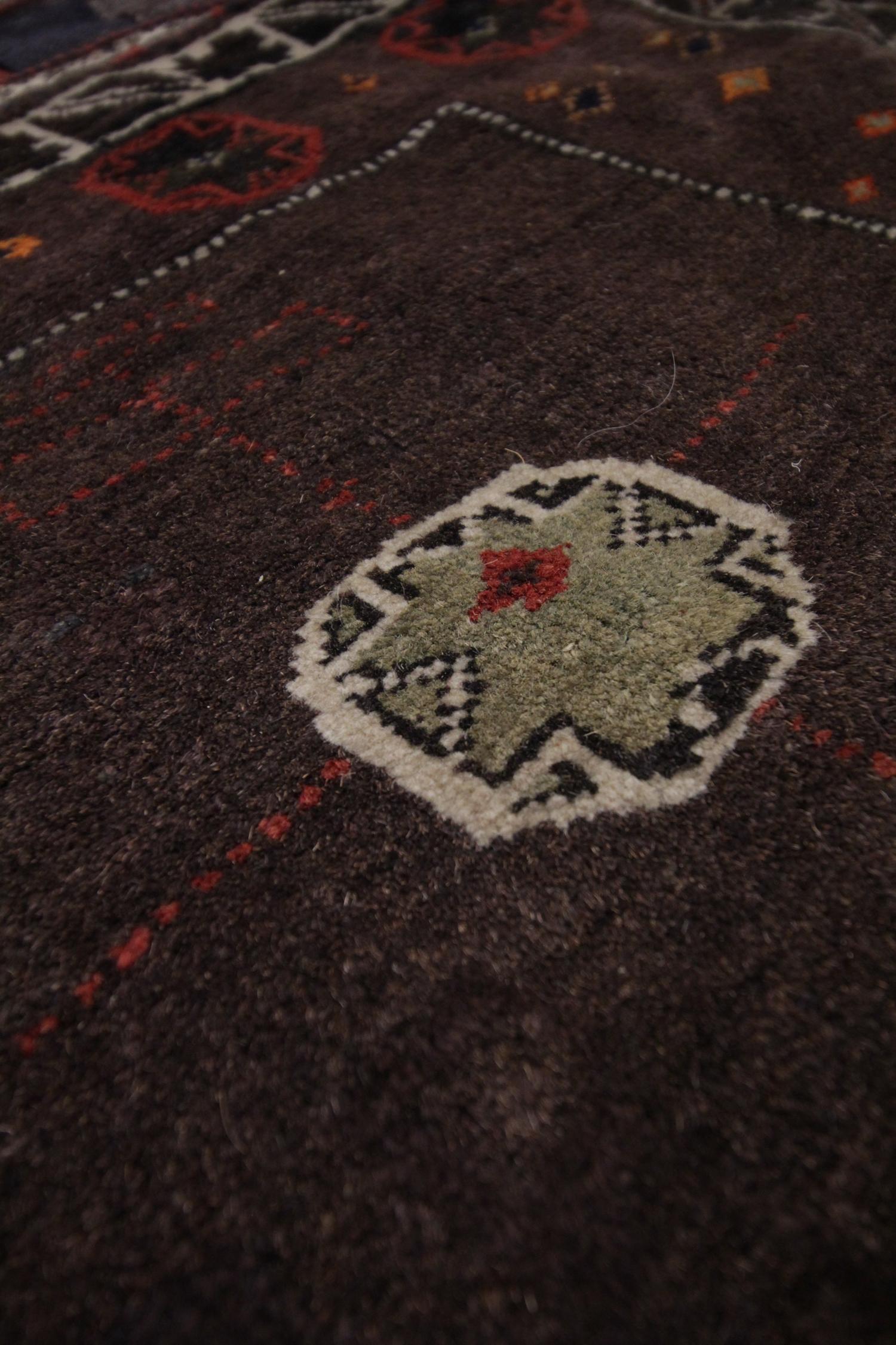 Turkmen Handwoven Antique Baluch, Tribal Wool Carpet Oriental Living Room Rug, 1910 For Sale