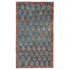 Tappeto Oushak turco Boteh blu antico, tessuto a mano, del CIRCA 1900