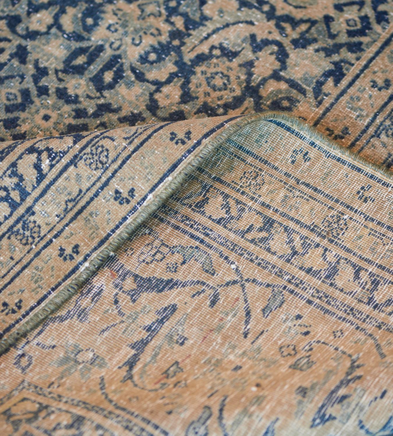 Perse Tapis Tabriz authentiquement persan tissé à la main, Antiquités, vers 1900, motif Herati bleu en vente