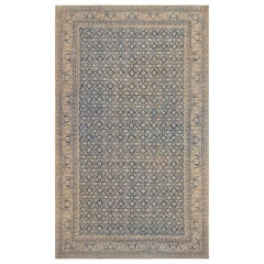 Tappeto Tabriz persiano autentico con motivo Herati blu, tessuto a mano, risalente a circa il 1800.