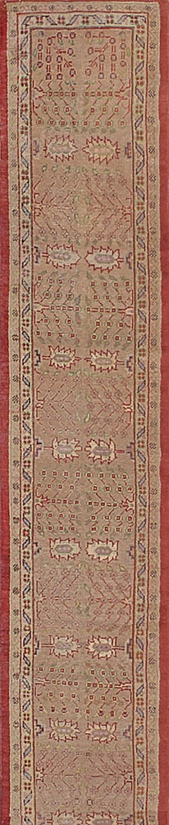 Hand-woven Antique Circa-1900 Wool Oushak Runner 3'x28'