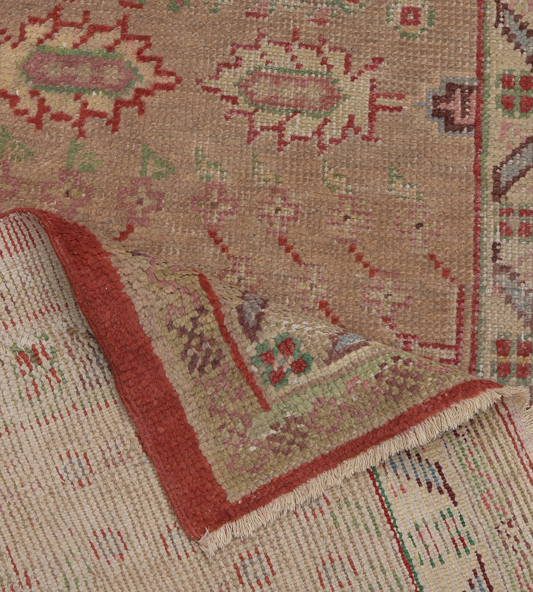 Hand-woven Antique Circa-1900 Wool Oushak Runner 3'x28' For Sale 1