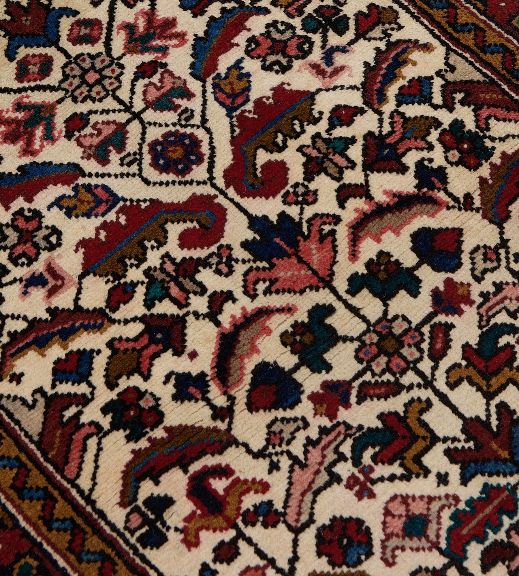 Hand-Knotted Hand-Woven Antique Floral Wool Persian Heriz Runner For Sale
