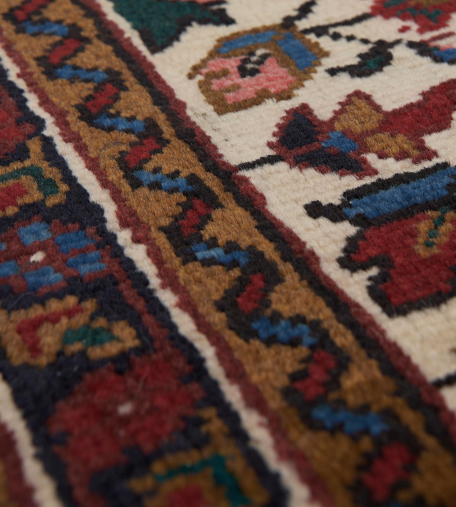 Hand-Woven Antique Floral Wool Persian Heriz Runner For Sale 2