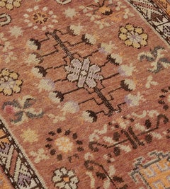 Hand-woven Antique Fox-Brown Wool Floral Khotan Runner