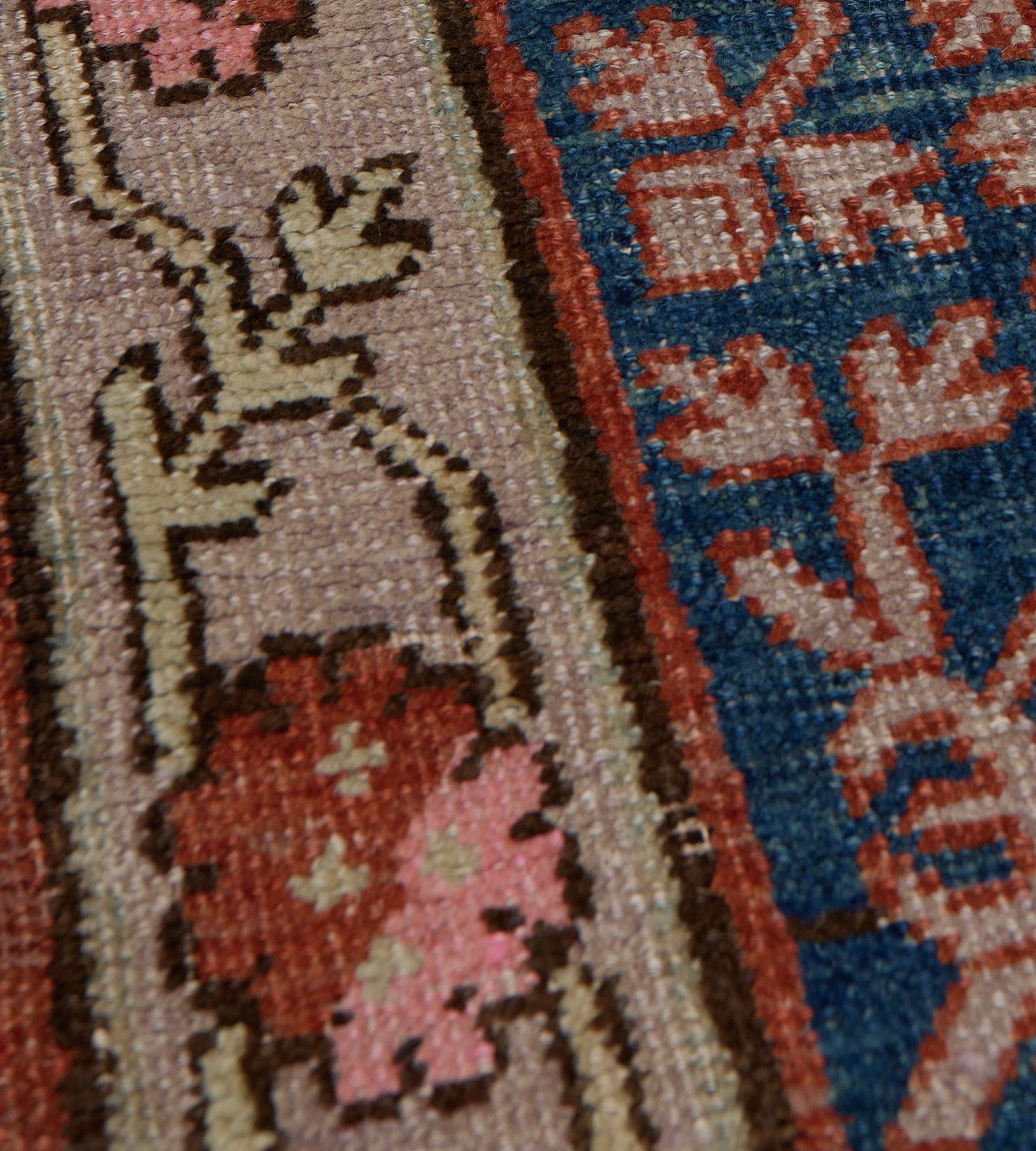 Hand-Knotted Hand-woven Antique Indigo-Blue Pomegranate Khotan Runner For Sale
