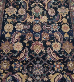 Hand-Woven Antique Indigo Herati-Pattern Caucasian Karabagh Runner 2'x15'
