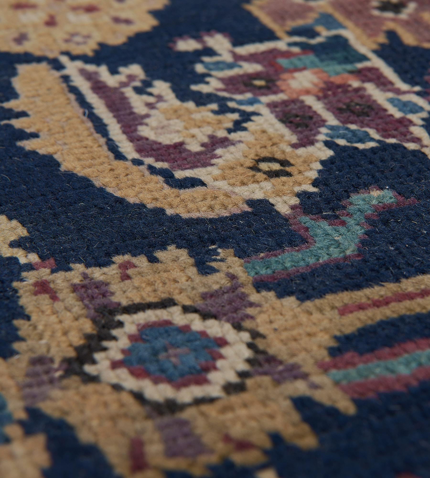 XIXe siècle Tapis de couloir caucasien Karabagh ancien tissé à la main, motif Herati indigo, 2'x15' en vente