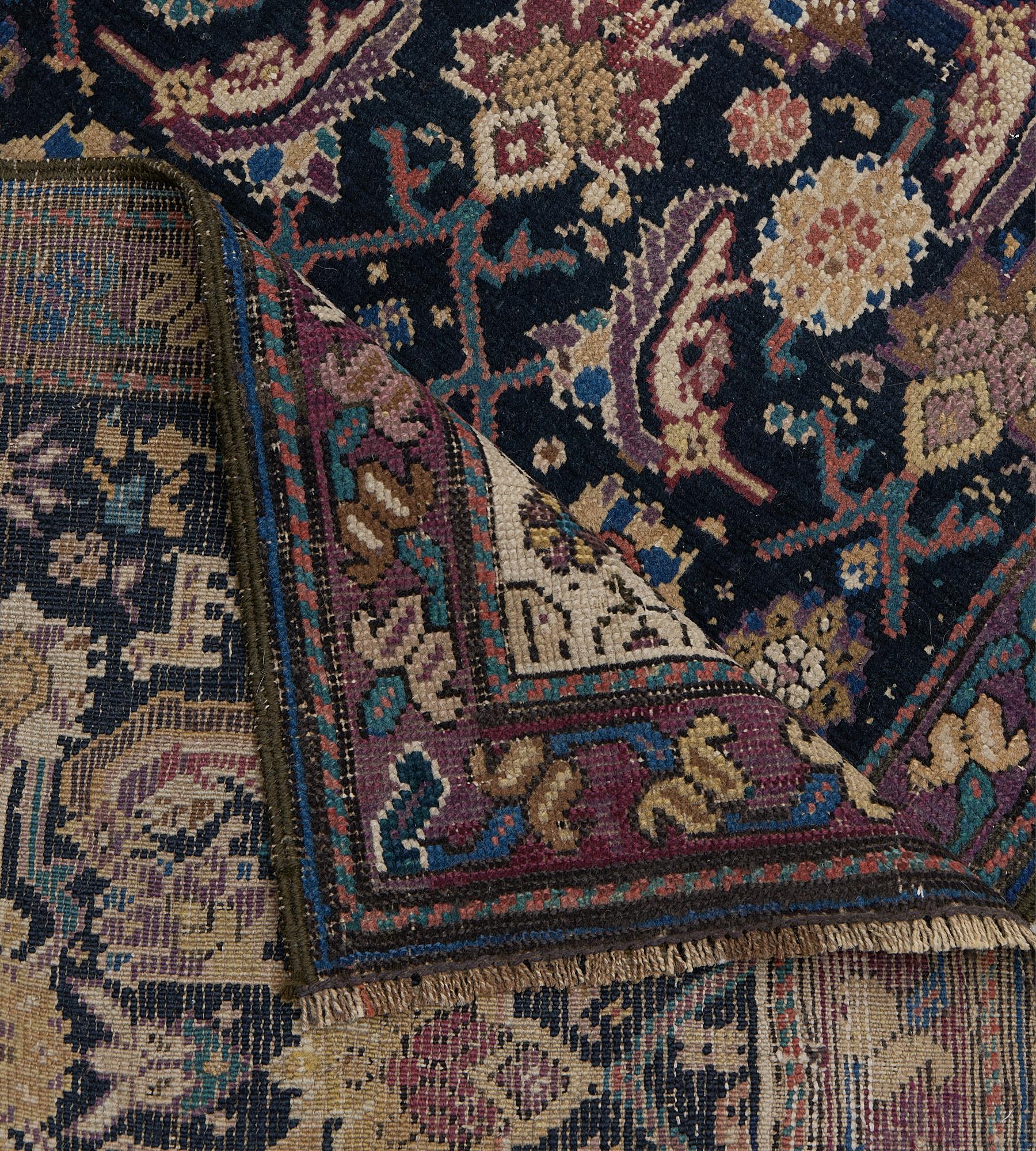 Tapis de couloir caucasien Karabagh ancien tissé à la main, motif Herati indigo, 2'x15' en vente 2
