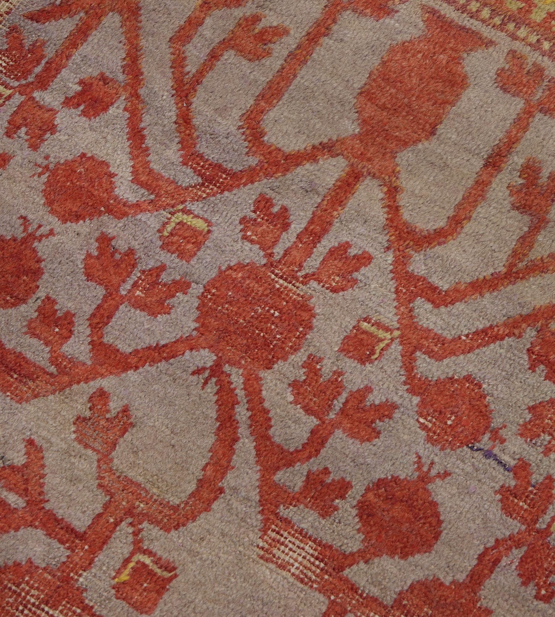 Hand-Woven Antique Red Pomegranate Traditional Wool Khotan Runner For Sale 2