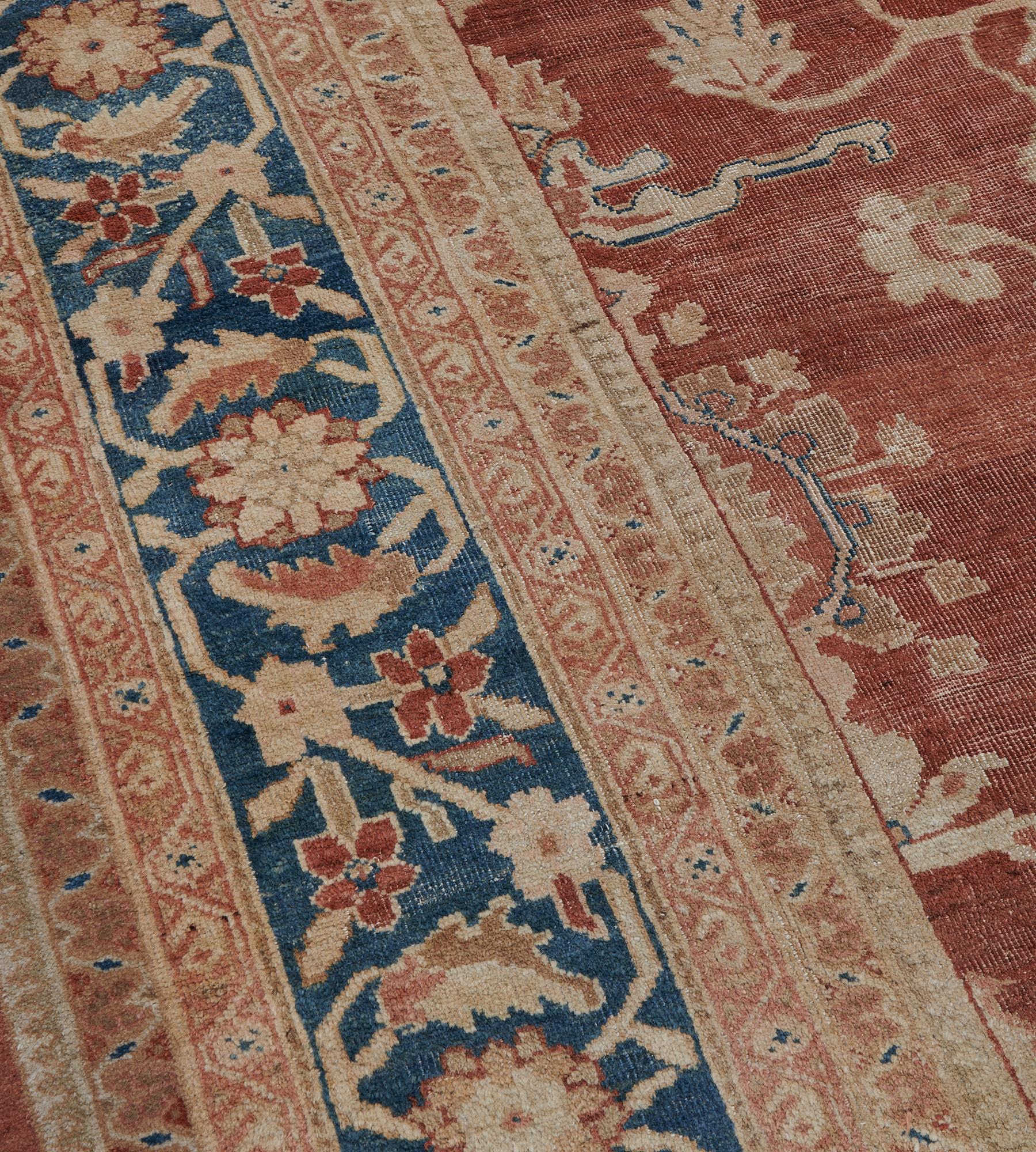 19th Century Hand-woven Antique Wool Floral Sultanabad Rug For Sale