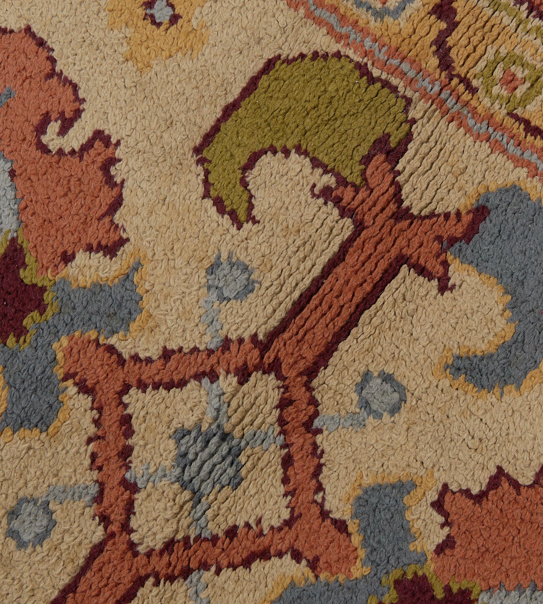 Hand-Woven Antique Yellow and Terracotta-Red Floral Irish Donegal Runner For Sale 1