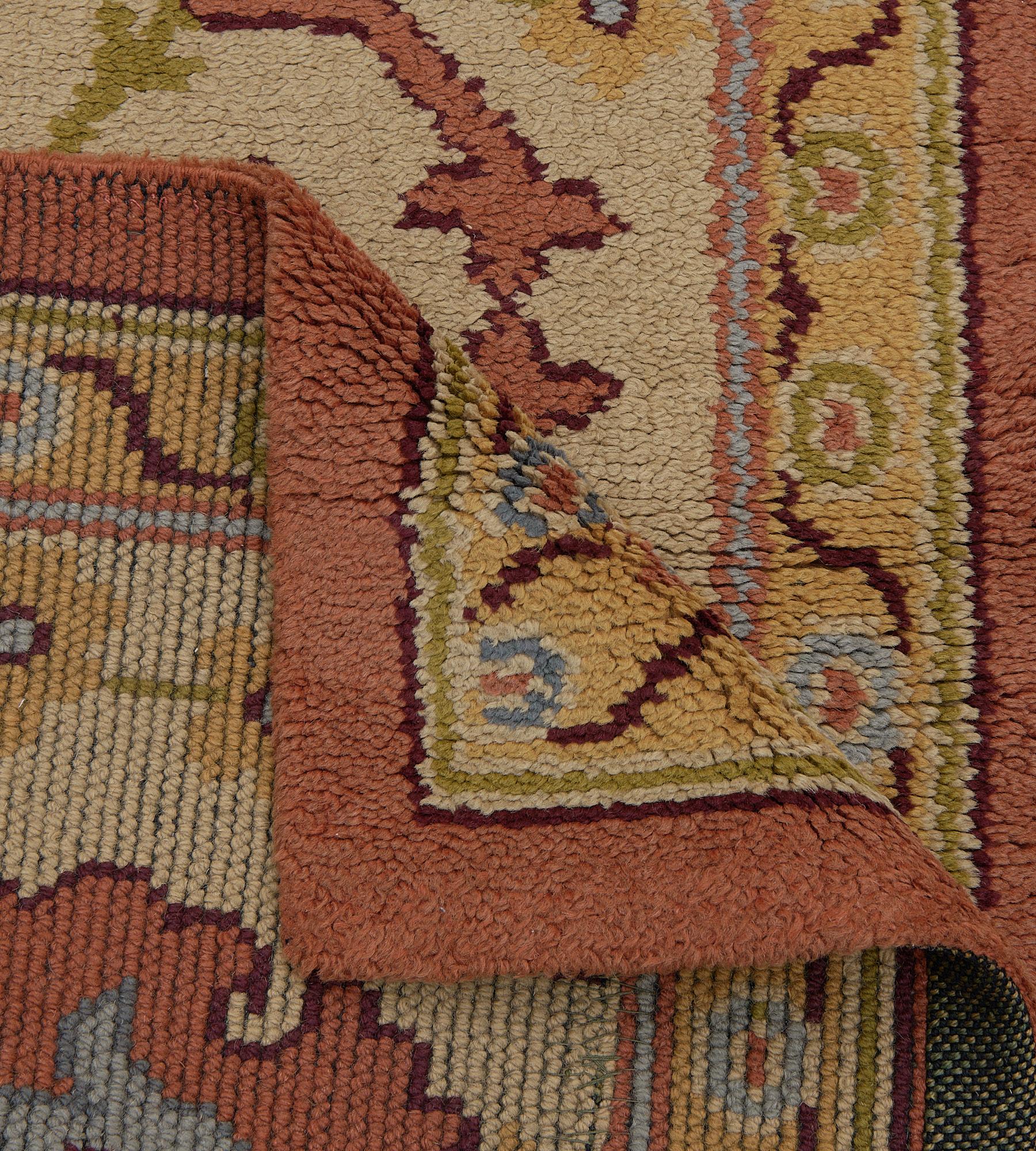 Hand-Woven Antique Yellow and Terracotta-Red Floral Irish Donegal Runner For Sale 2