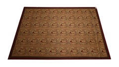 Hand Woven Aubusson Carpet Brown Needlepoint Traditional Wool Area Rug