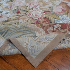 Handgewebter Wandteppich im Aubusson-Stil, 4 x 6, mit Blumen- und Landschaftsmotiv