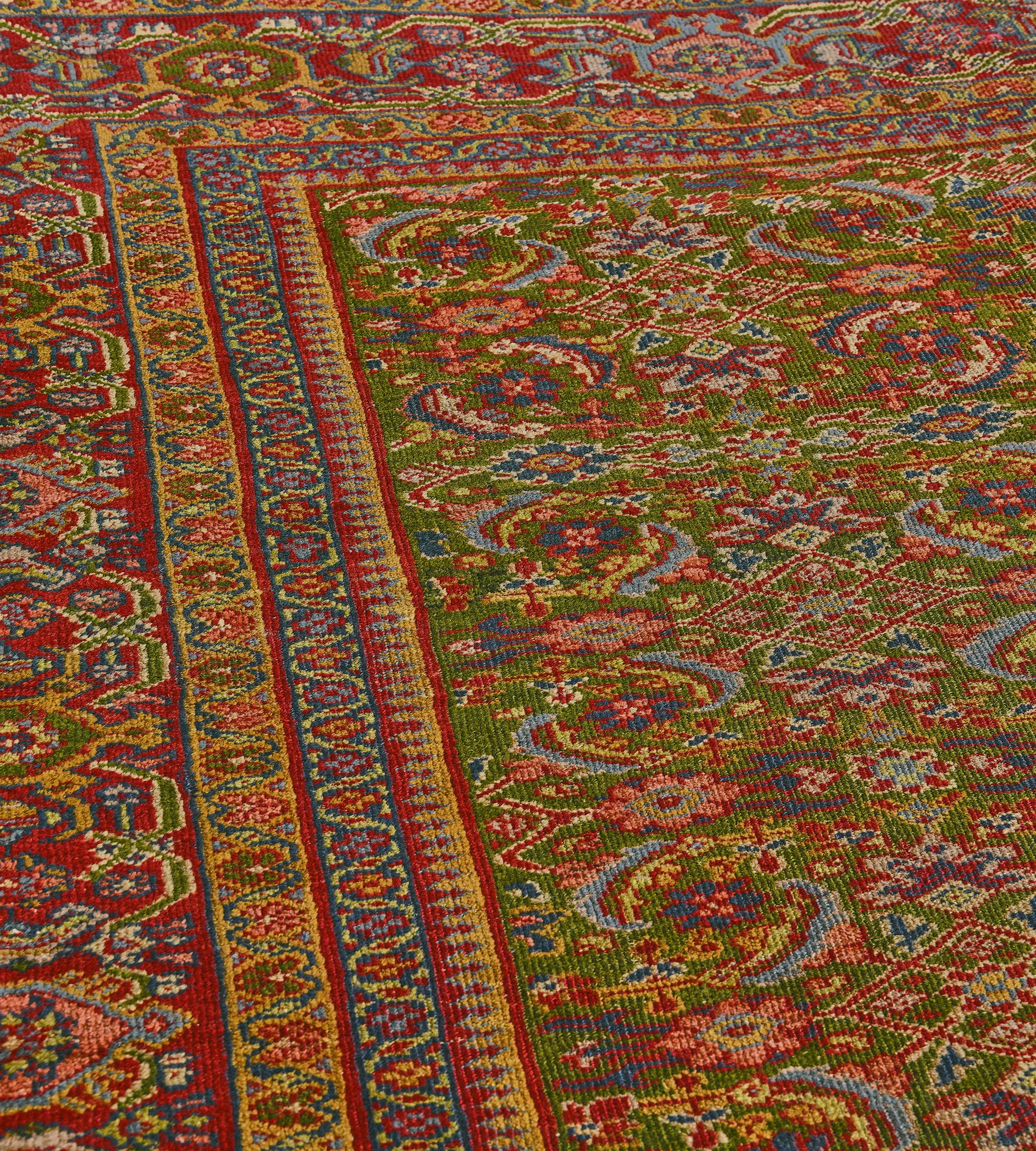 Tissé à la main Tapis Sultanabad authentique tissé à la main en laine ancienne à motif Herati en vente
