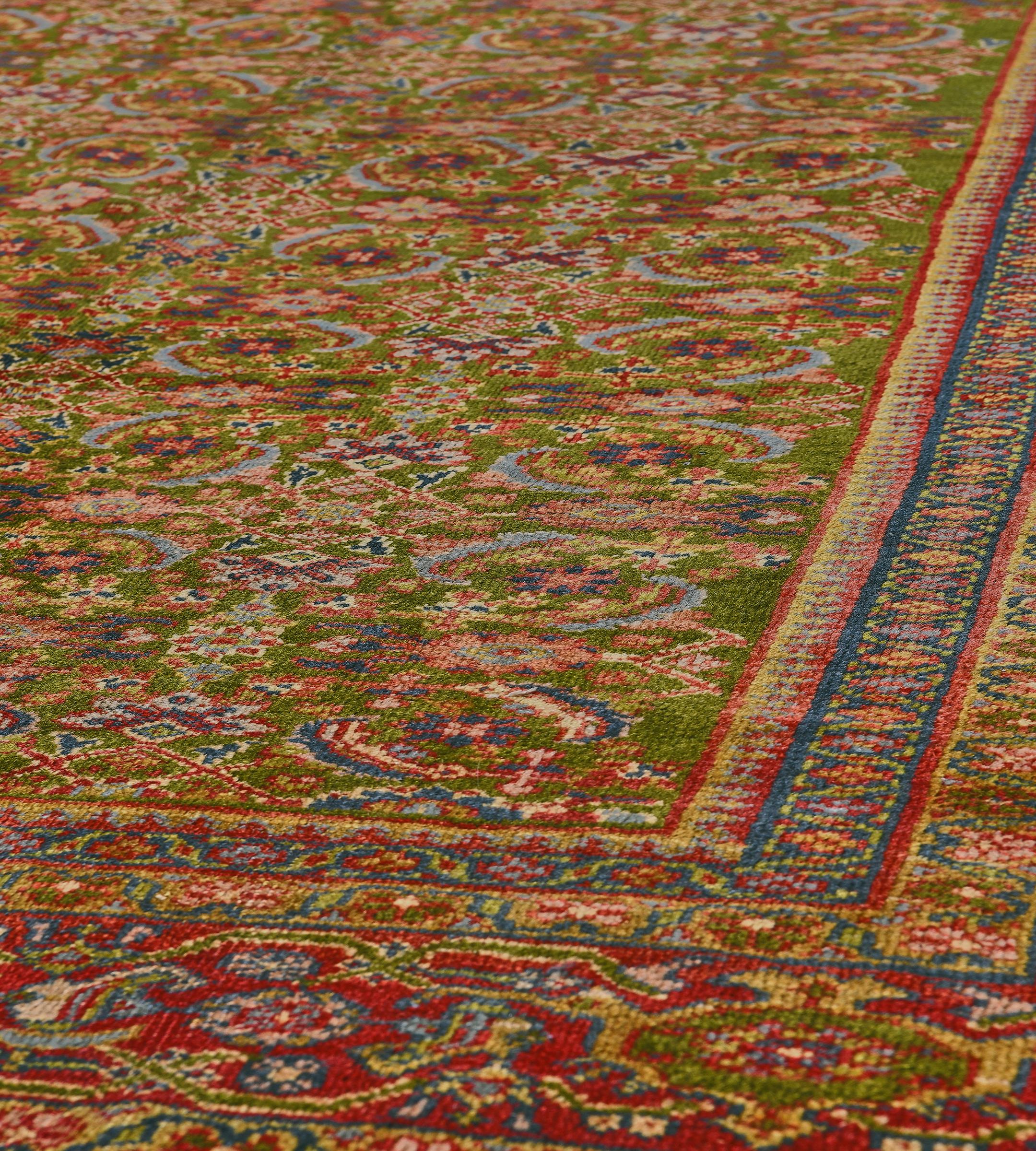 Laine Tapis Sultanabad authentique tissé à la main en laine ancienne à motif Herati en vente