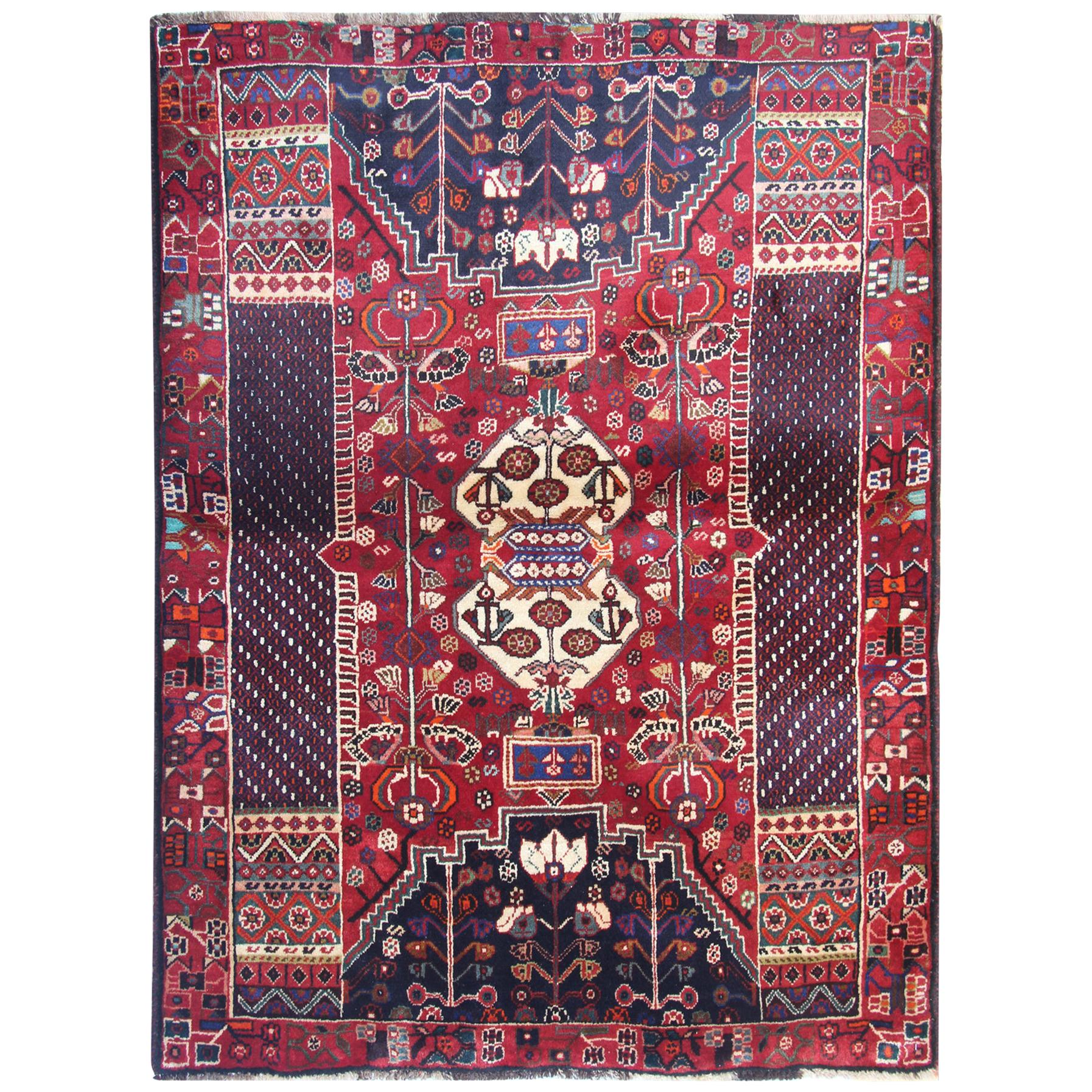 Roter orientalischer, handgefertigter Teppich mit geometrischem Muster, Wohnzimmerteppiche im Angebot