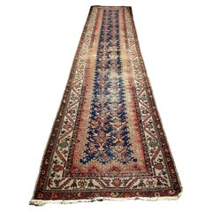 Antique Hand-Woven Caucasian Runner Rug