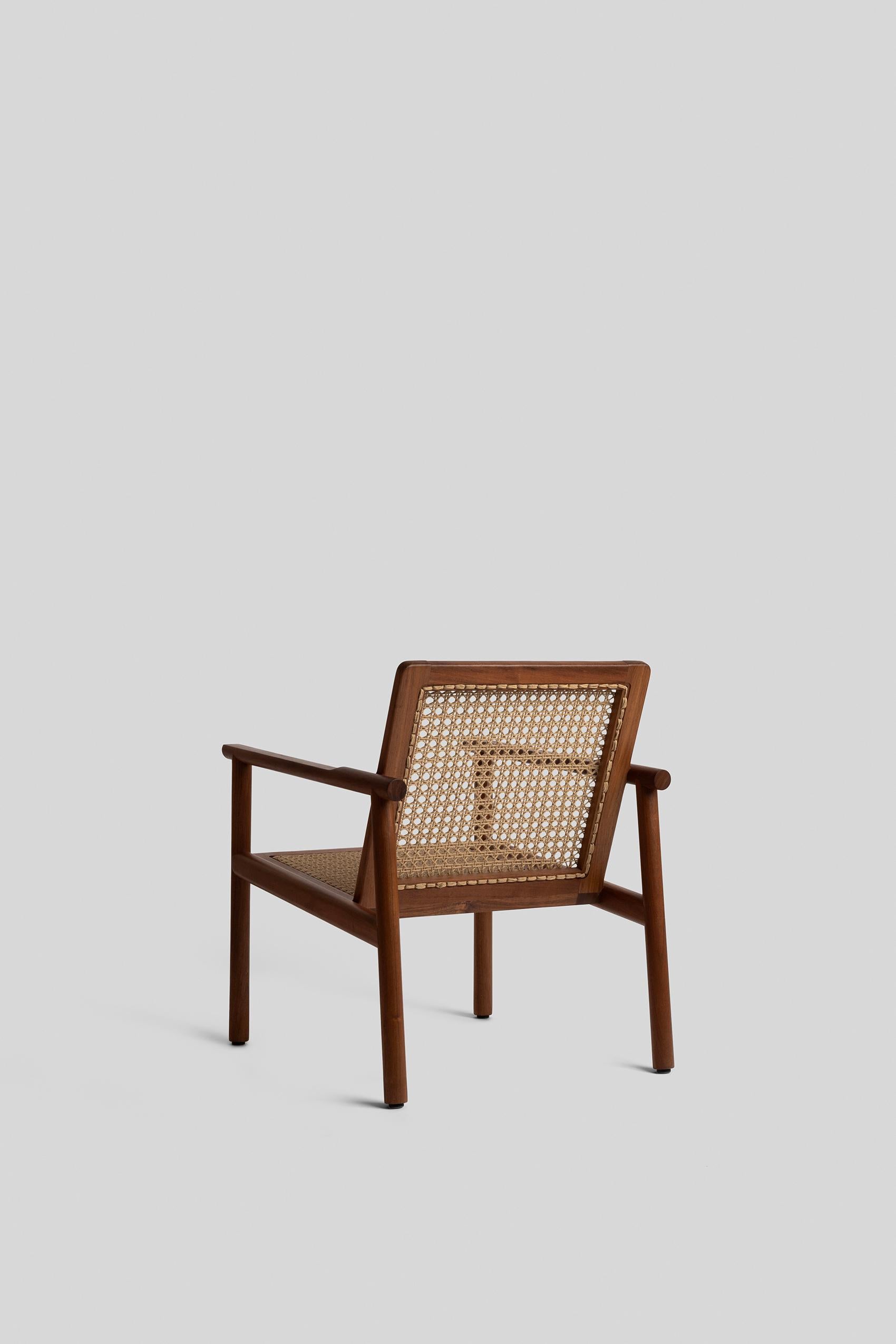 Hand-Woven Wooden Armchair with Handmade Weaving, Mexican Contemporary Design, In Stock For Sale