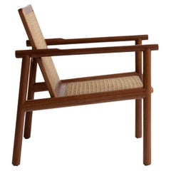 Wooden Armchair with Handmade Weaving, Mexican Contemporary Design, In Stock