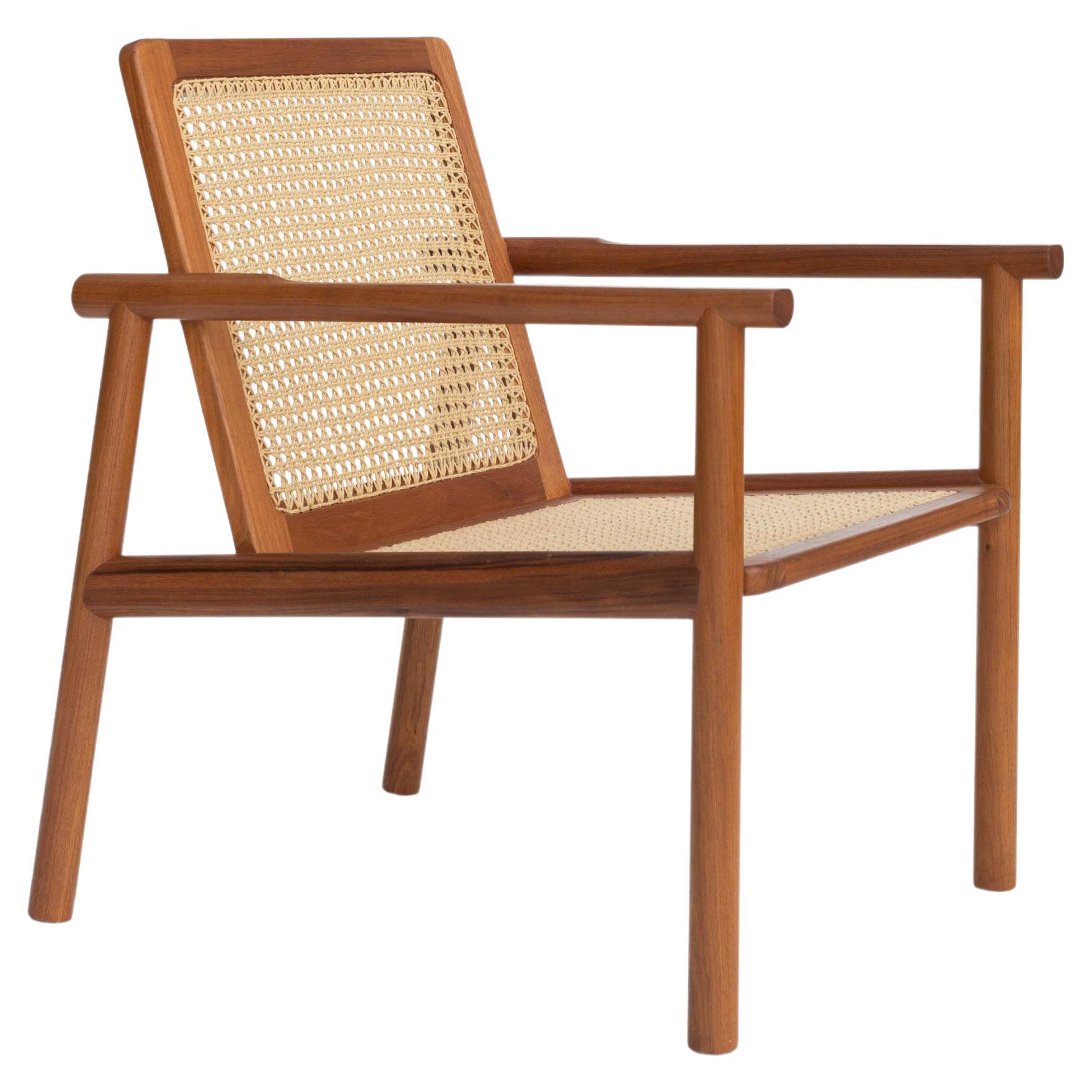 Handgeflochtener Contemporary Sessel aus mexikanischem Hartholz, Vorrätig