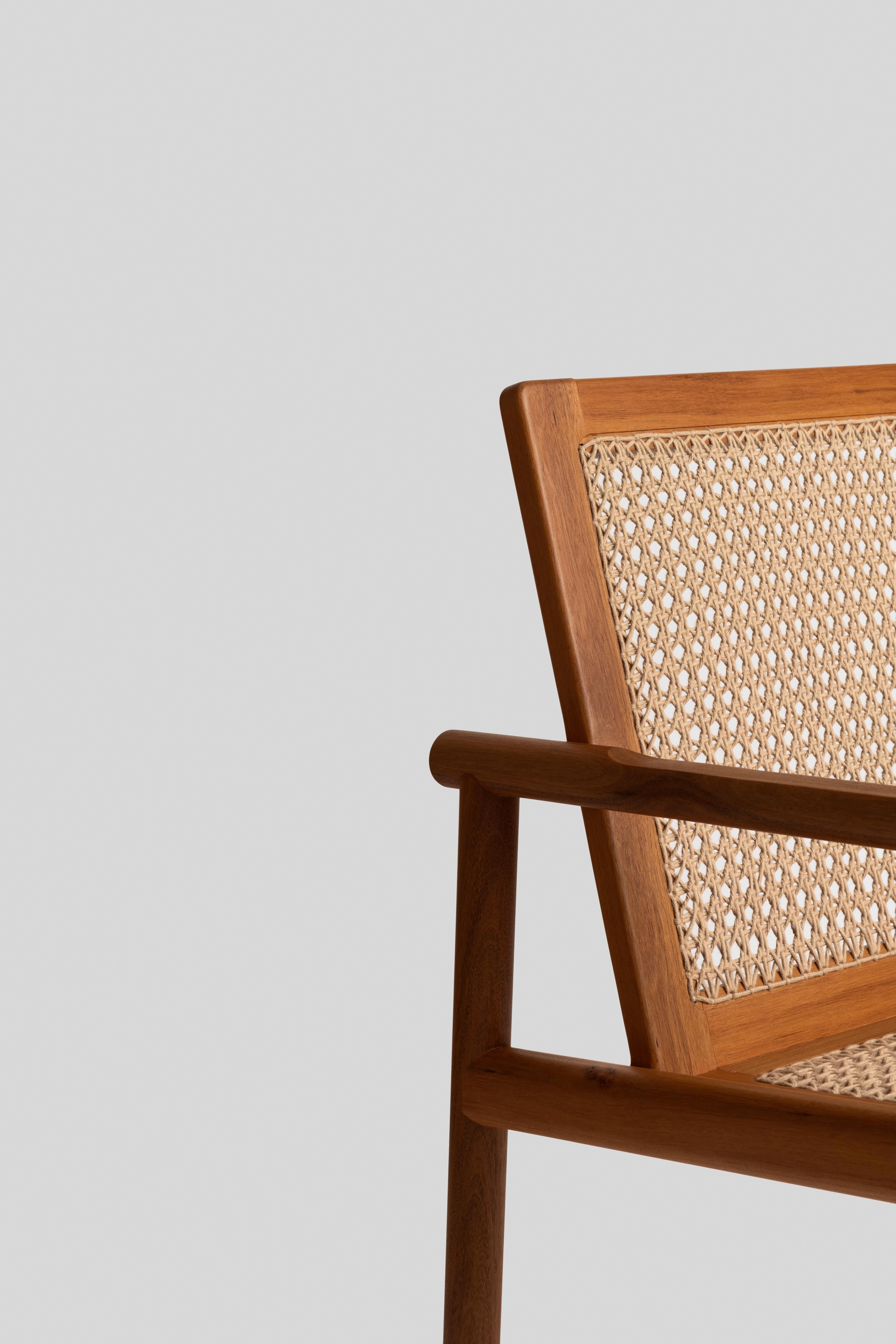 Modern Hand-Woven Contemporary Chair in Caribbean Walnut For Sale