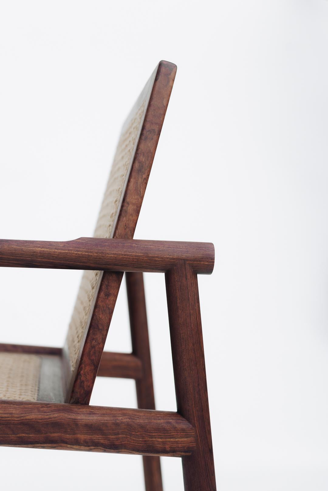 Turned Hand-Woven Contemporary Chair in Chechén Tropical Wood For Sale