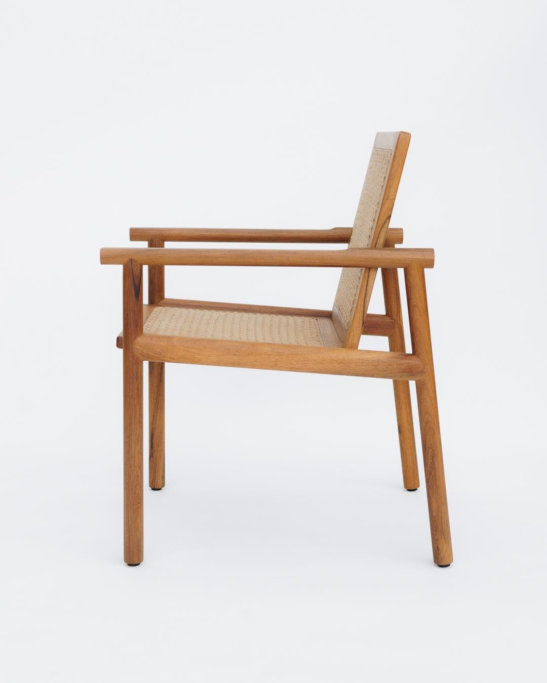 Modern Hand-Woven Contemporary Chair in Jabim Tropical Wood, 1 in stock For Sale