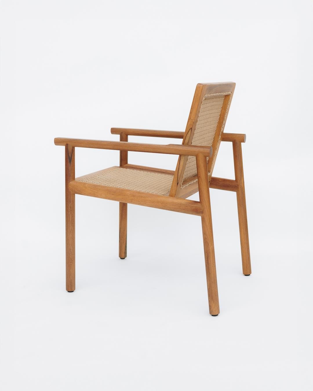 Modern Hand-Woven Contemporary Chair in Jabim Tropical Wood For Sale