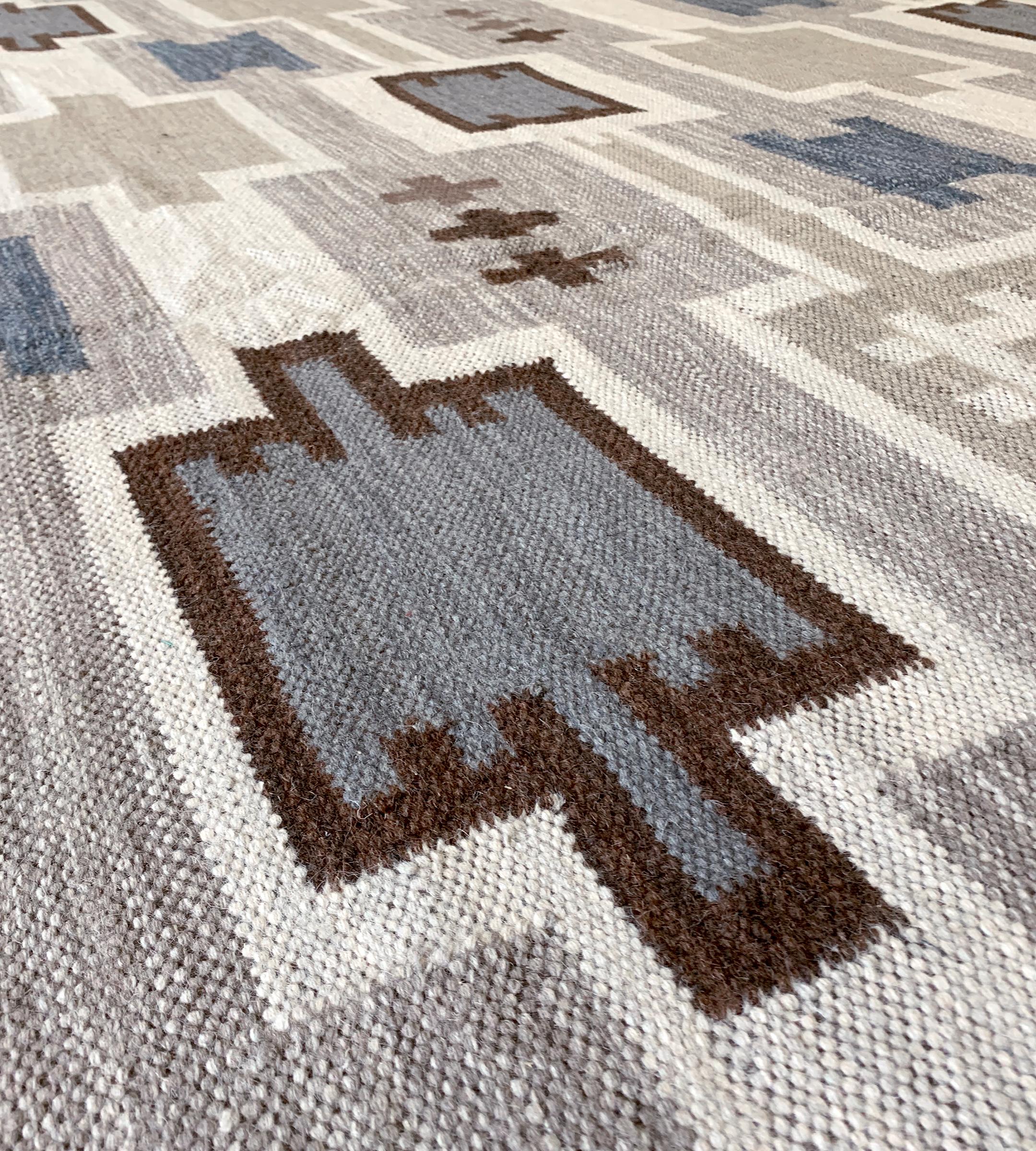 Handgewebte Contemporary Wool Swedish Style Flat-Weave im Angebot 3
