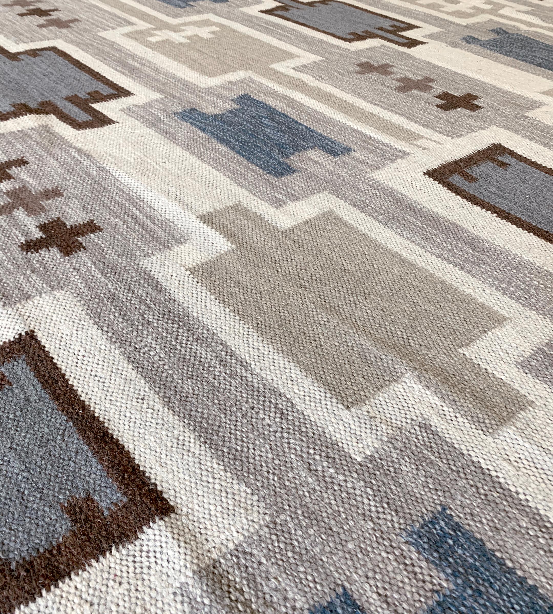 Handgewebte Contemporary Wool Swedish Style Flat-Weave im Angebot 4
