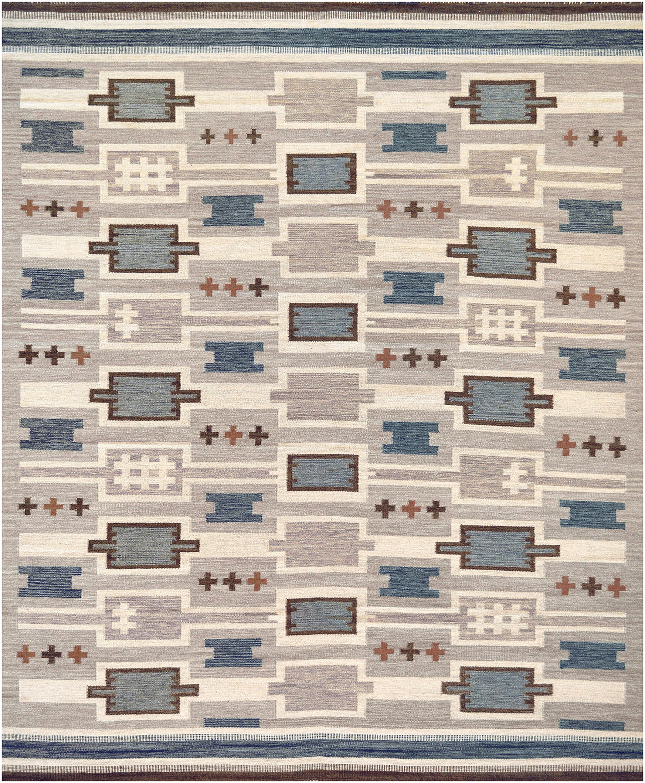 Handgewebte Contemporary Wool Swedish Style Flat-Weave im Angebot