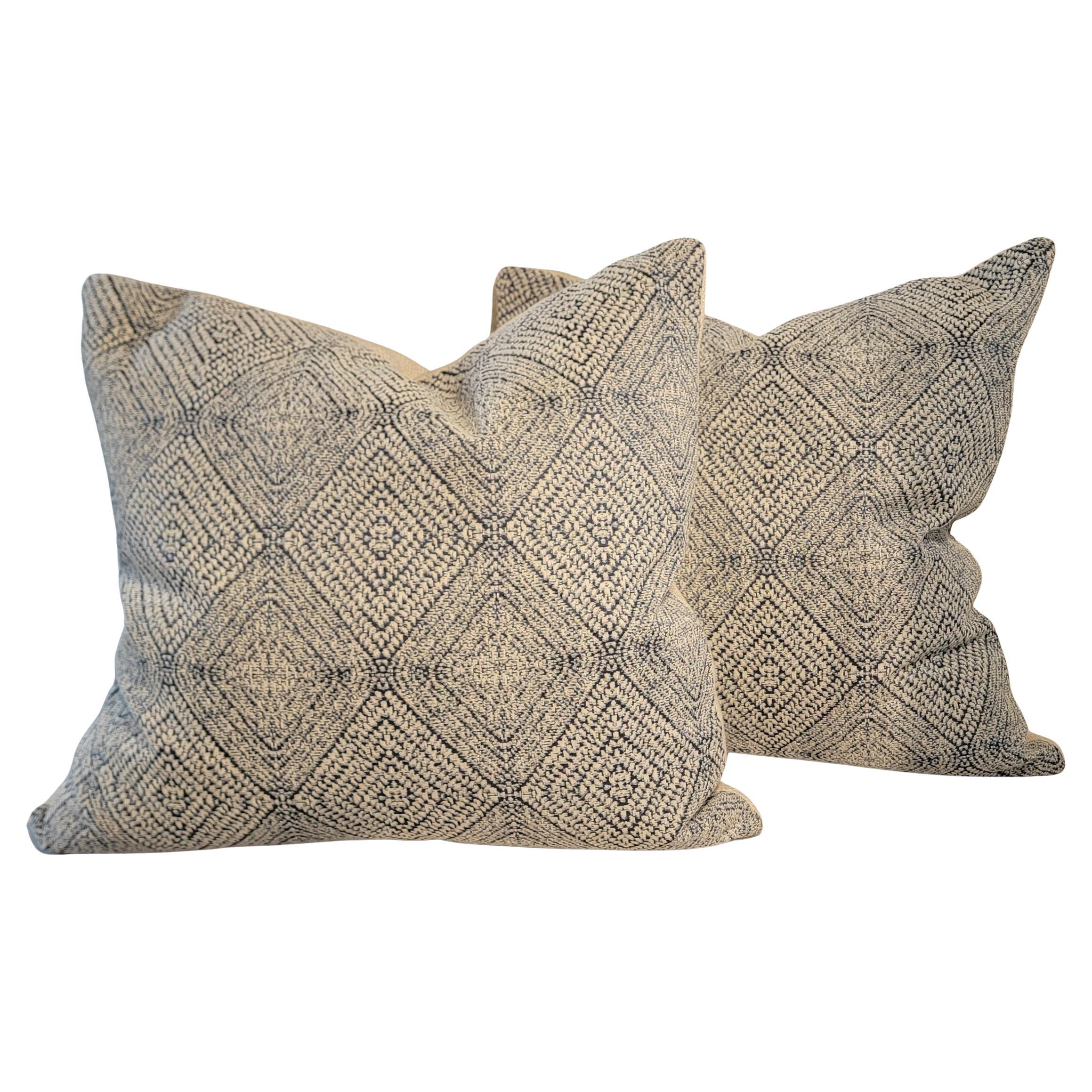 Hand Woven Coverlet Pillows -Pair For Sale
