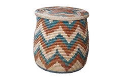 Hand Woven Decorative Southwestern Wicker Storage Basket Hamper Side Table 24"