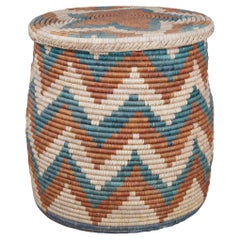 Hand Woven Decorative Southwestern Wicker Storage Basket Hamper Side Table 24"
