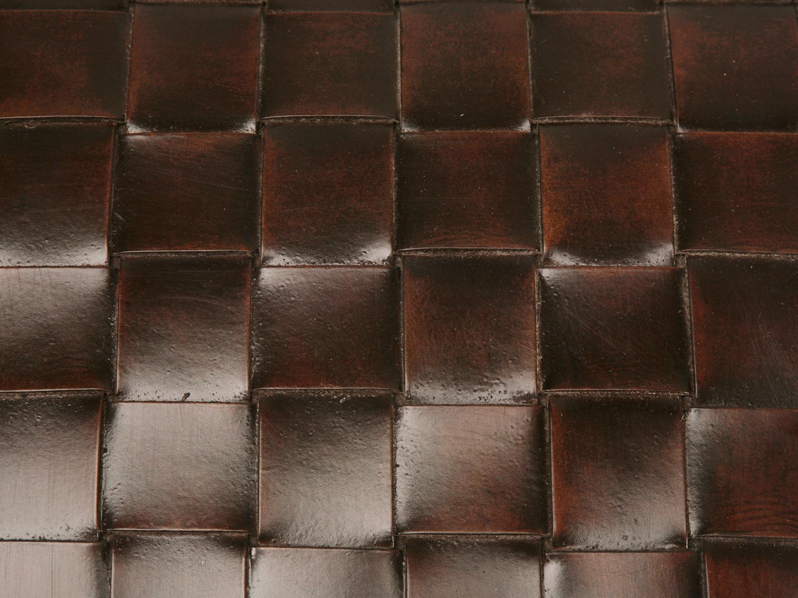 Handwoven Leather French Style Club Chair with Matching Ottoman, Optional colors For Sale 8