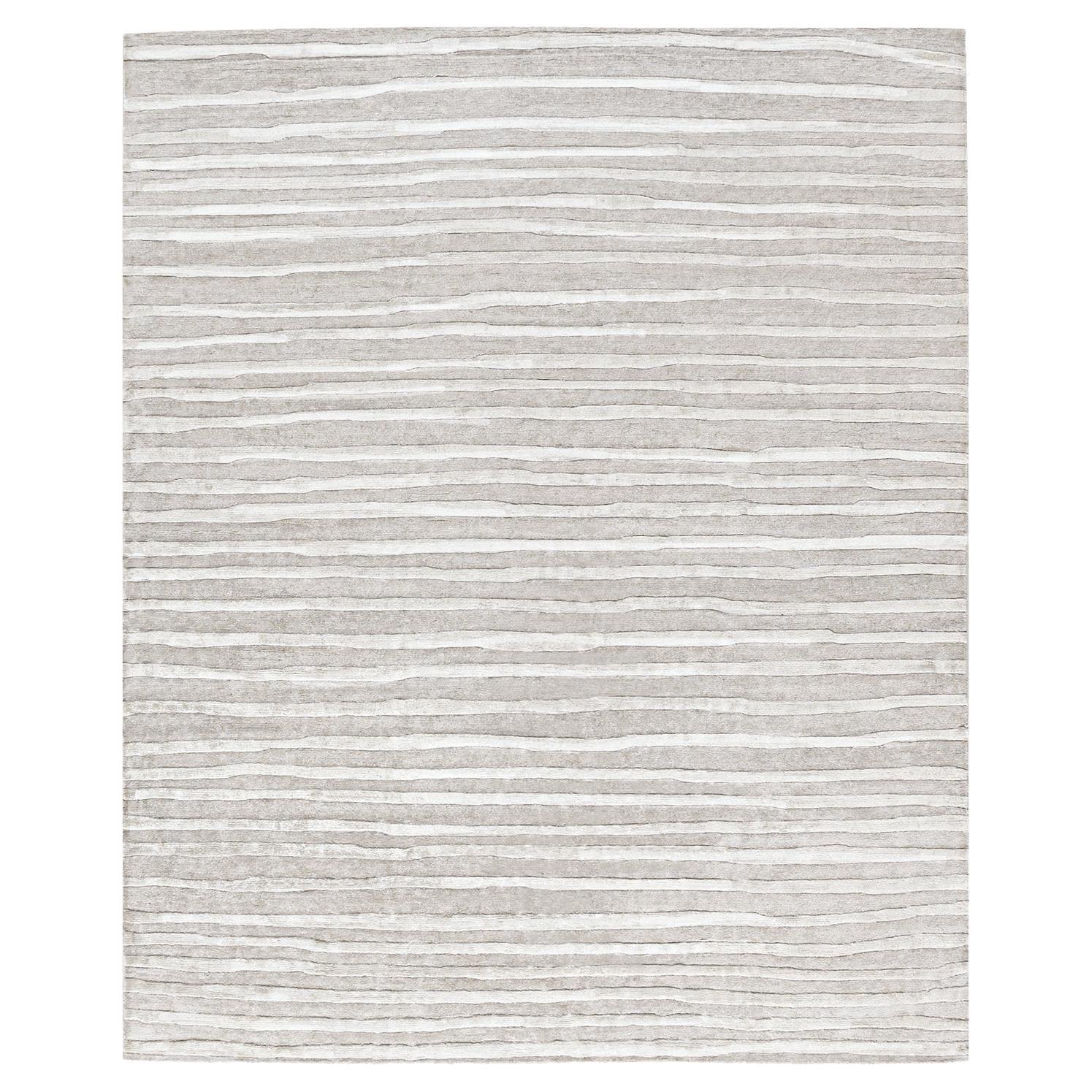 Hand Woven Gray Abstract Viscose Rug, 8' X 10'